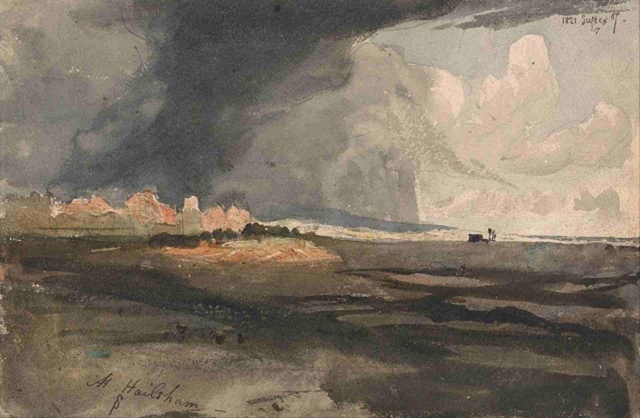Image: Watercolor Art Prize Contest-At Hailsham, Sussex: a Storm Approaching 1821, a watercolor painting by Samuel Palmer-Watercolor Art Prize contest